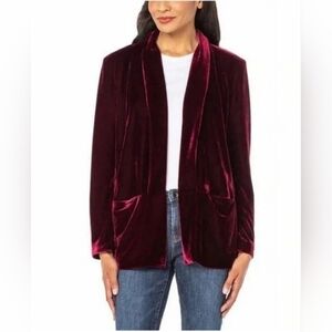 Well Worn Womens Faux Velvet Jacket Burgundy S Party Feminine Holiday